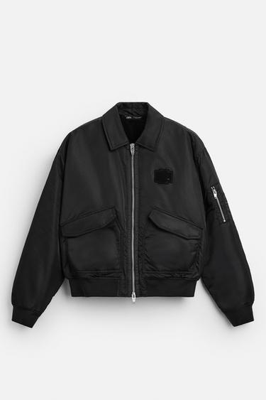 CAZADORA BOMBER TÉCNICA - Negro de Zara