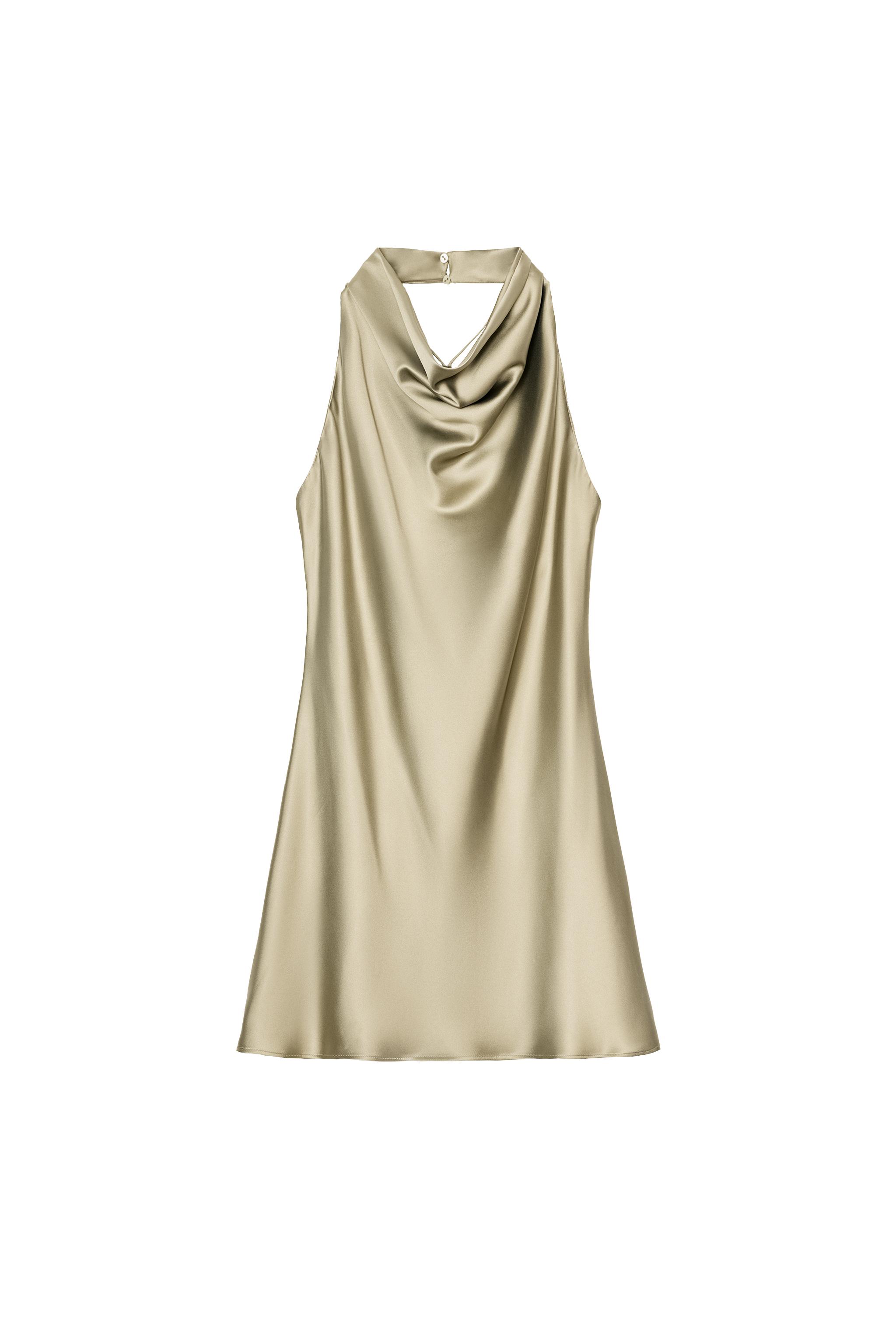 SHORT SATIN DRESS - Brown | ZARA United Kingdom SHORT SATIN DRESS - Brown | ZARA United Kingdom