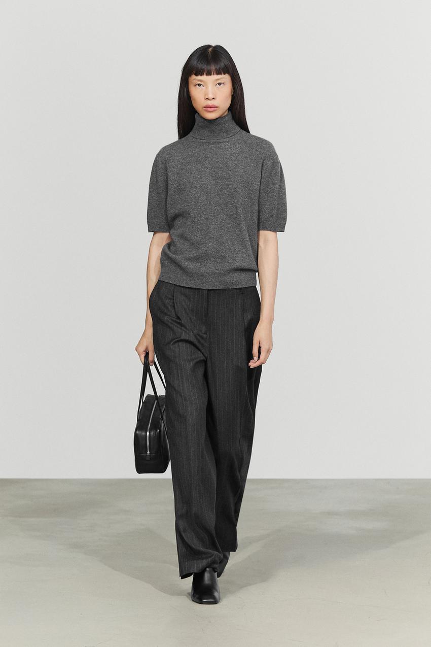 grey dress pants and black sweater Darted pinstripe suit - Tortoise shell plus size a-line