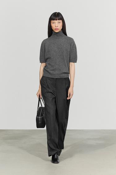 Darted pinstripe suit pants — Tortoise shell 1