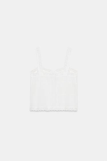 TOP À BRETELLES BRODÉ - Blanc cassé de Zara - Image 6