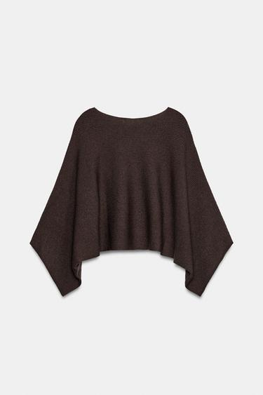 CAPE COURTE EN MAILLE - Marron de Zara - Image 8