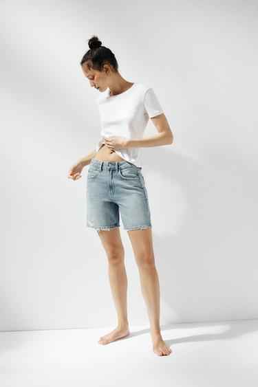 BERMUDA DENIM TRF TIRO MEDIO - Azul / Gris de Zara