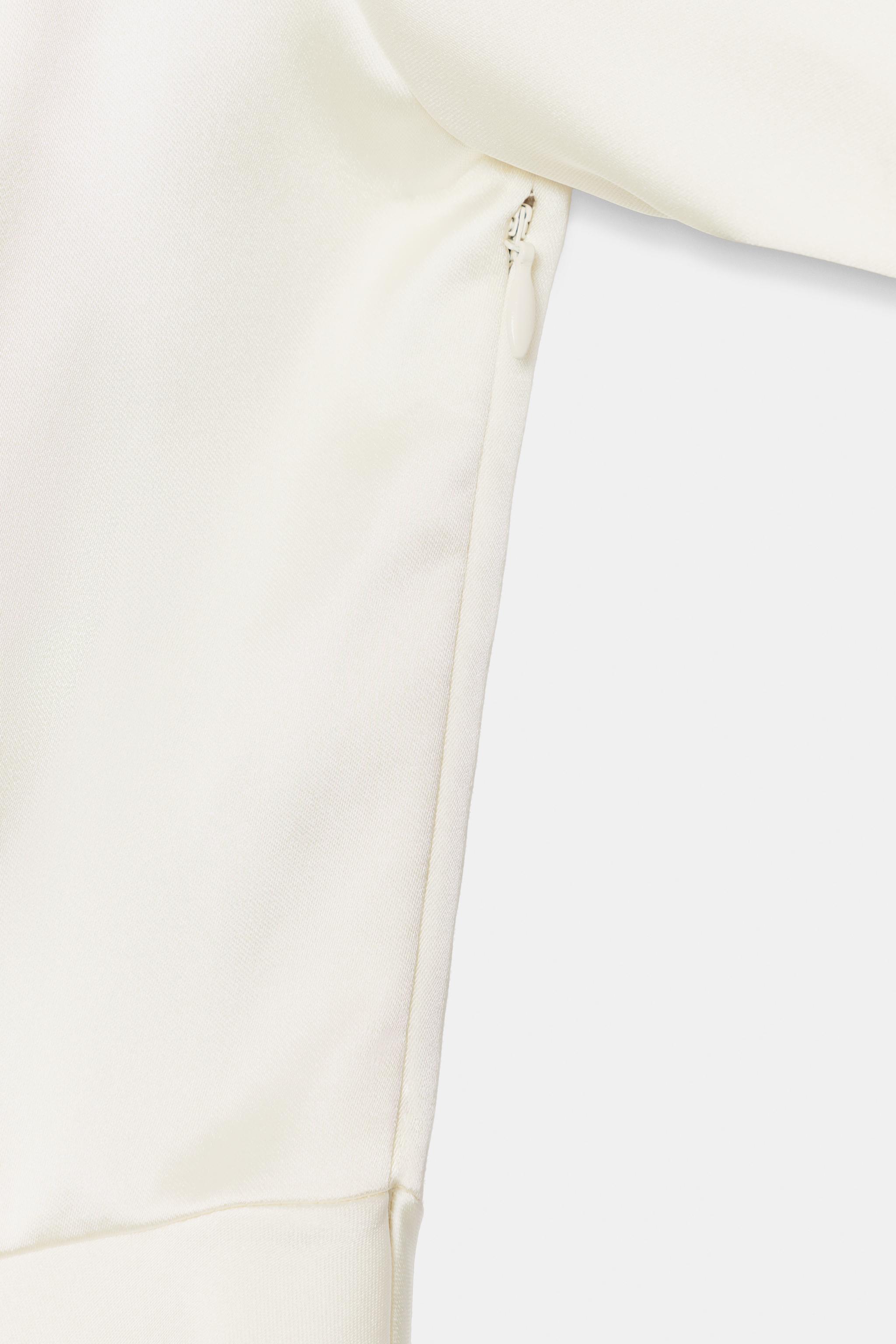 Женские рубашки Zara SATIN PUFF SLEEVE TOP — фото 8