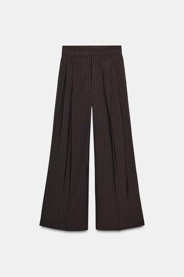 PANTALON À PINCES ET RABATS - Marron / Écru de Zara - Image 4
