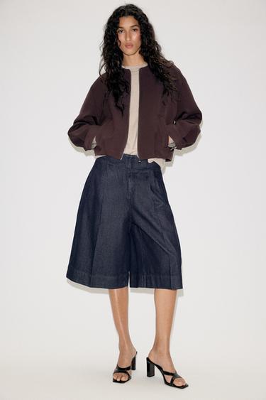 LONG BERMUDA SHORTS WITH DARTS - Blue by Zara