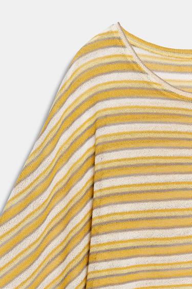 STRIPED RUSTIC CAPE T-SHIRT - Light yellow by Zara - Image 6