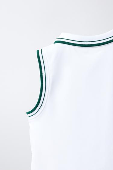 POLO AVEC TEXTE ET LISERÉS EN CONTRASTE - Blanc de Zara - Image 3