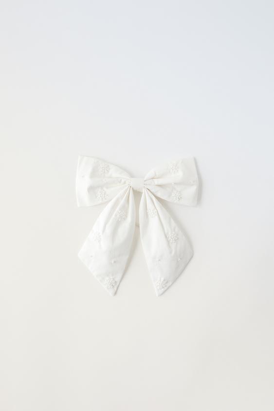 HAIR TIE WITH FAUX PEARLS AND BOW - White | ZARA Turkey