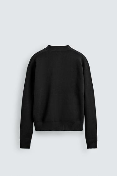 TEXTURED COTTON CARDIGAN - Black by Zara - Image 7