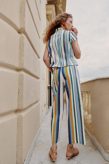STRIPED STRAIGHT-LEG TROUSERS - Multicoloured by Zara - Image 5