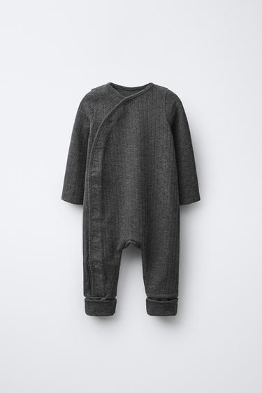 PYJAMA TEXTURÉ MÉLANGÉ À PIEDS CONVERTIBLES - Gris anthracite de Zara - Image 2