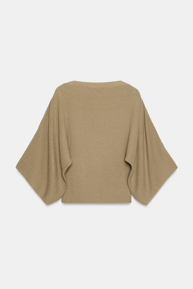 PULL EN MAILLE MANCHES CAPE BOUTONS - Beige clair de Zara - Image 5
