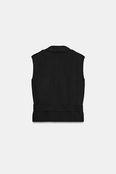 GILET ÉPAULETTES CEINTURE - Noir de Zara - Image 4