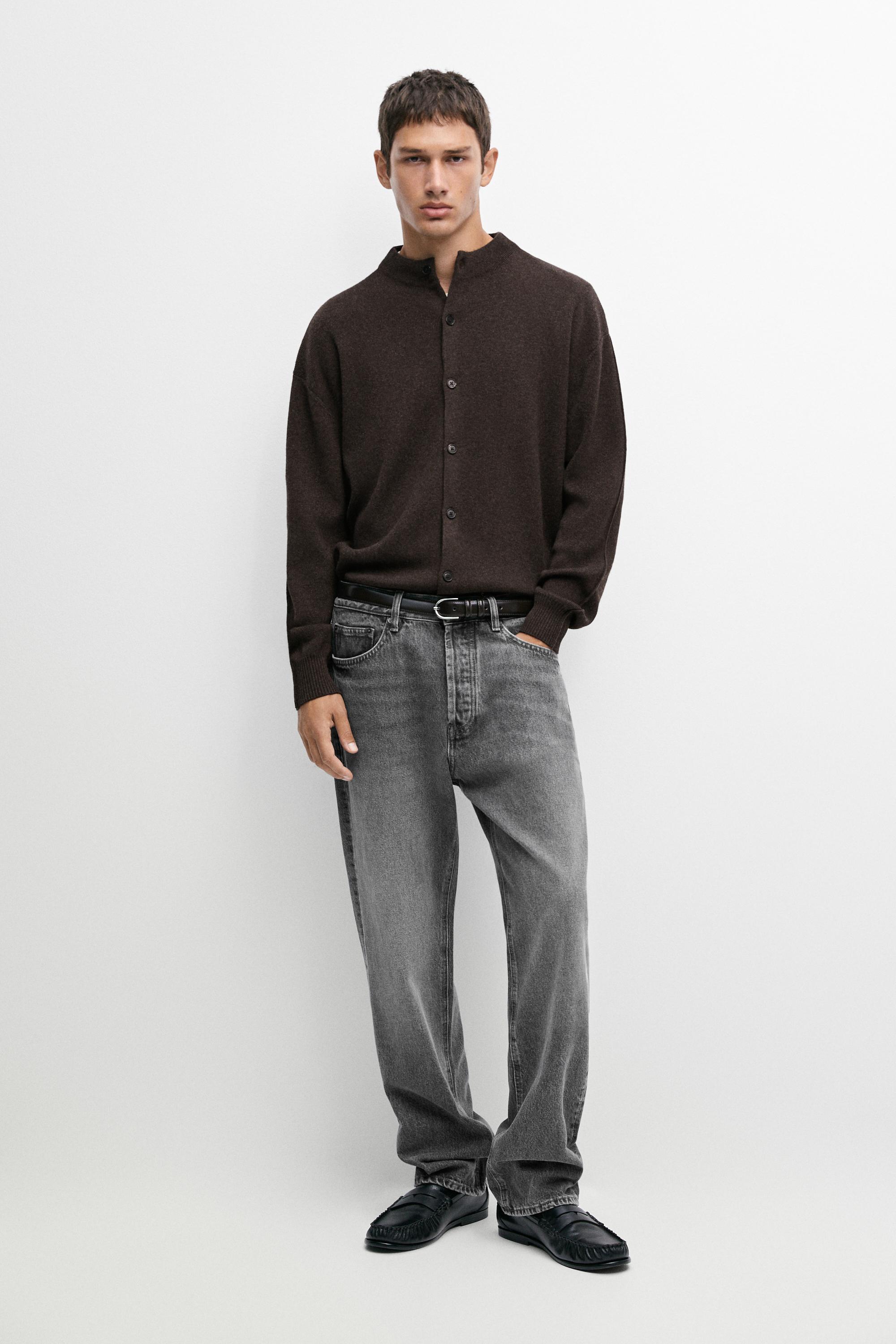 トップス mock neck KNIT cardigan Mock-neck knit cardigan with button detail - Brown | ZARA United