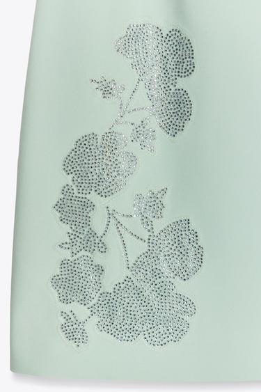 STRAPLESS RHINESTONE DRESS - Light mint green by Zara - Image 7