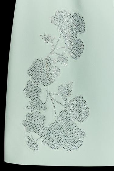 STRAPLESS RHINESTONE FLORAL DRESS - Light mint green by Zara