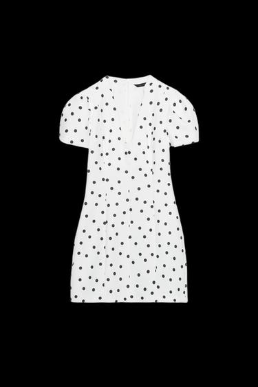 VESTIDO CORTO LUNARES - Blanco / Negro de Zara