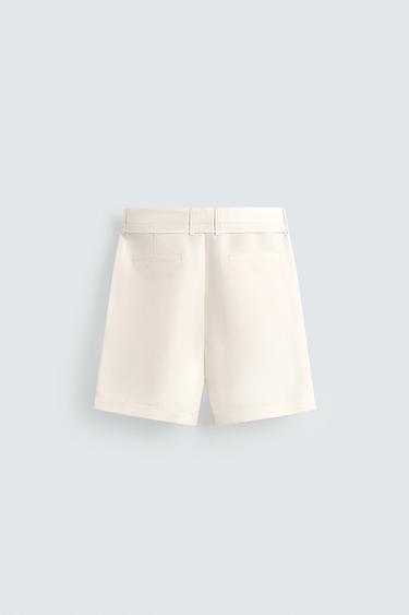 BERMUDA SHORTS WITH CORD - Oyster-white by Zara - Image 7