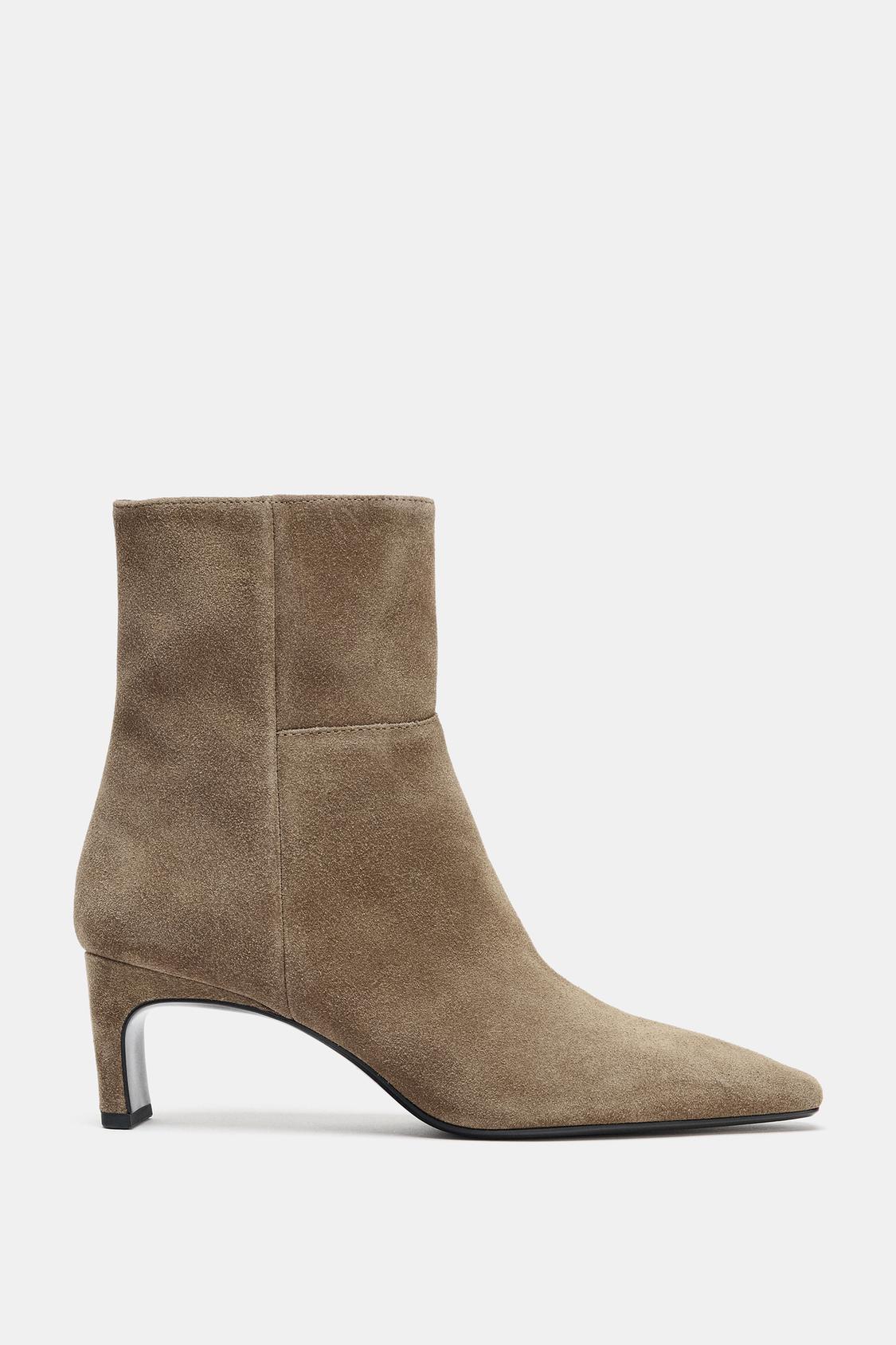 SUEDE KITTEN HEEL ANKLE BOOTS