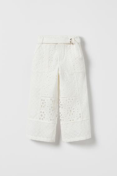 PANTALÓN BORDADOS PATCHWORK - Blanco roto de Zara - Imagen 0