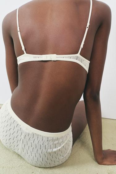 CHUNKY KNIT BRALETTE WITH BOW - Oyster-white by Zara - Image 2