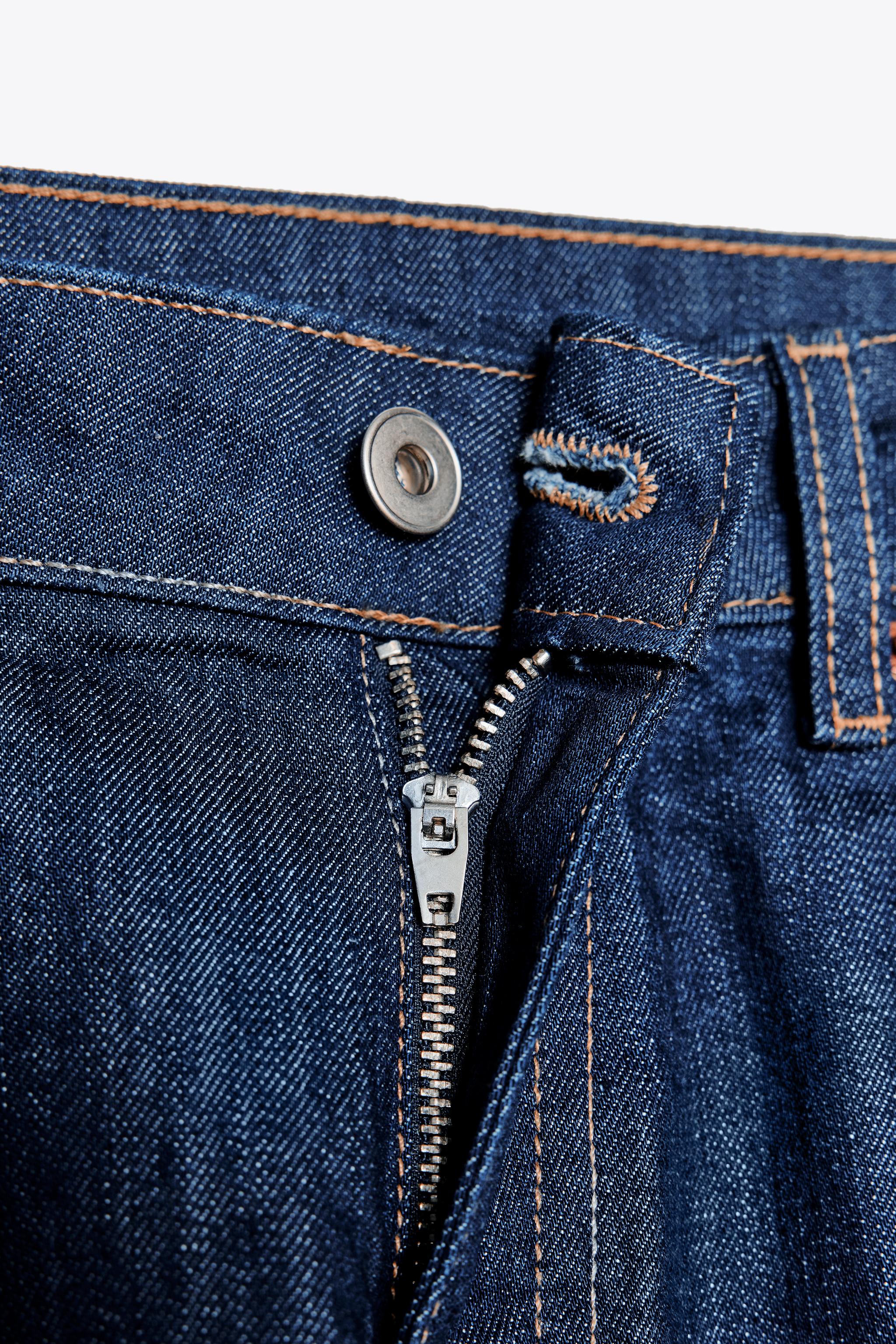 MID-WAIST TRF CAPRI DENIM BERMUDA SHORTS - Dark indigo