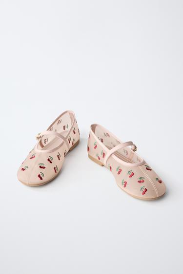 EMBROIDERED CHERRY BALLET FLATS - Pink by Zara - Image 2