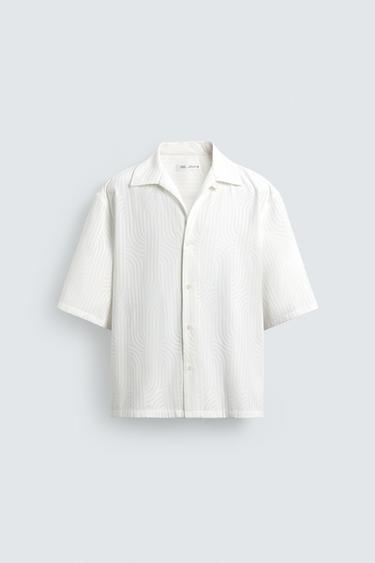 CAMISA JACQUARD BORDADO - Blanco roto de Zara