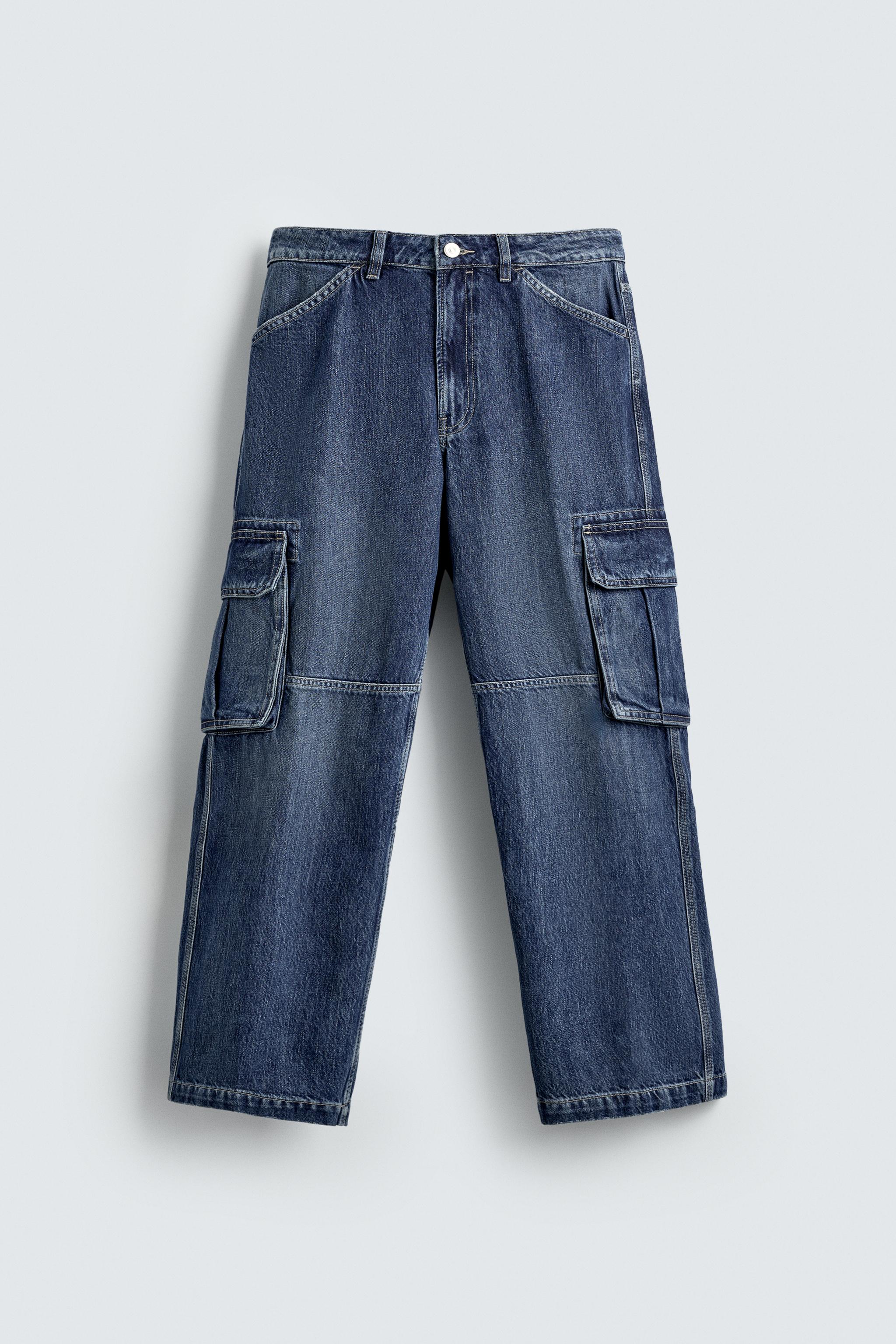 CARGO STRAIGHT-LEG JEANS - Mid-blue | ZARA South Africa