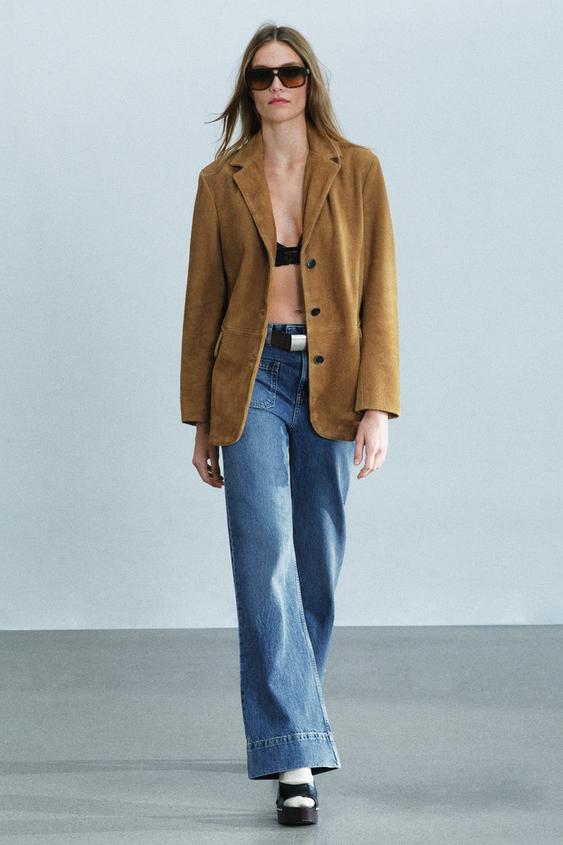 ZW COLLECTION 100% SUEDE OVERSIZE JACKET - Toffee by Zara - Image 0
