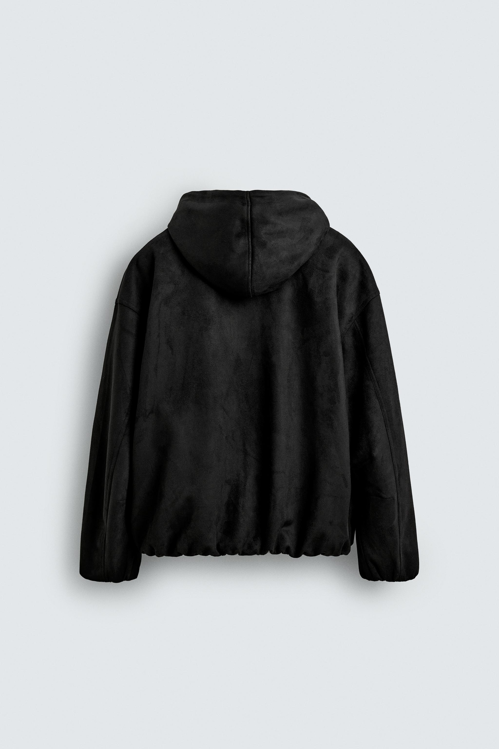 フェイクスエードフードジャケット - ブラック | ZARA Japan / 日本