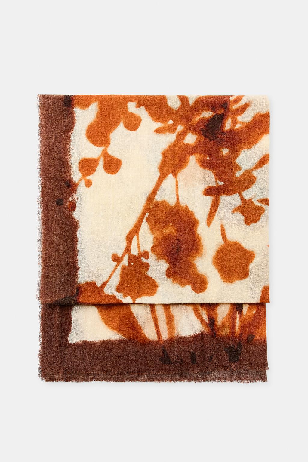 FLORAL PRINTED WOOL SCARF