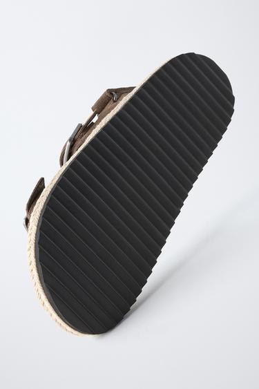 LEATHER SANDALS WITH JUTE BUCKLES - Brown by Zara - Image 5