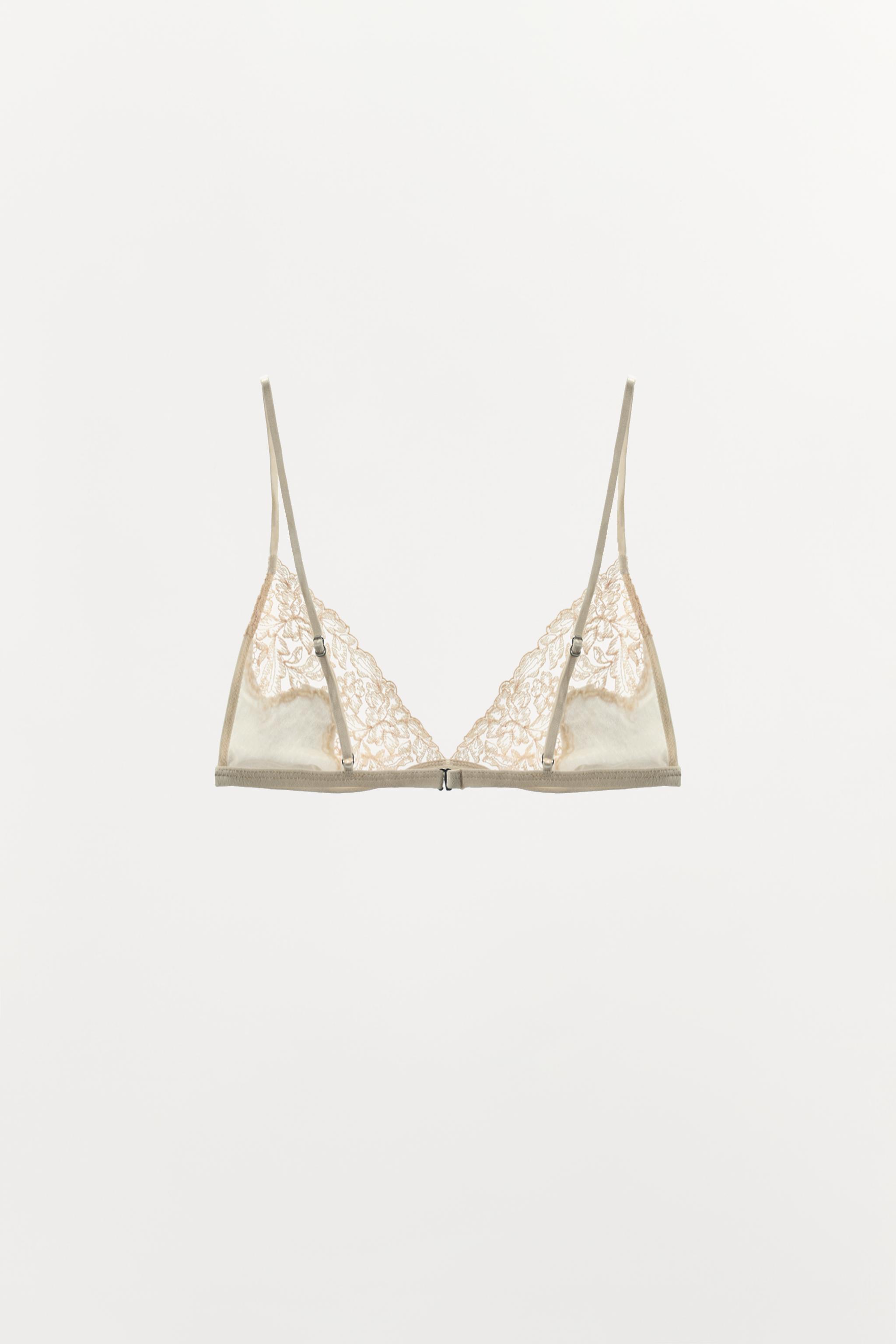えくりゅ☺︎ シルク レース トライアングルブラ - エクリュ | ZARA Japan / 日本