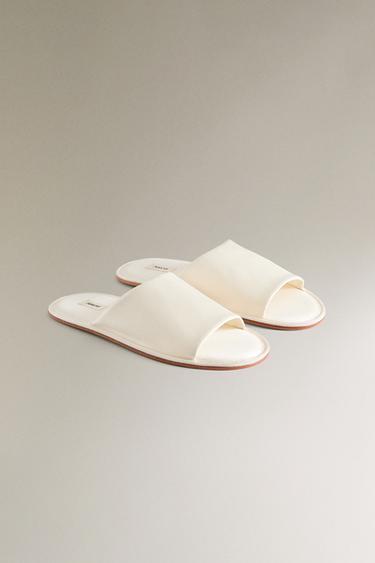 SILK SLIDER SLIPPERS - White by Zara - Image 1