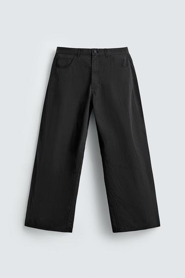 RELAXED FIT TECHNICAL TROUSERS - Black by Zara