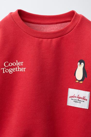 FLOCK PENGUIN SWEATSHIRT - Red by Zara - Image 2