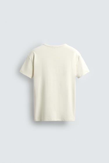 SLIM FIT T-SHIRT - Ecru / Beige by Zara - Image 7