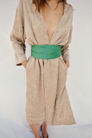 SEQUIN KIMONO JACKET - Taupe grey by Zara