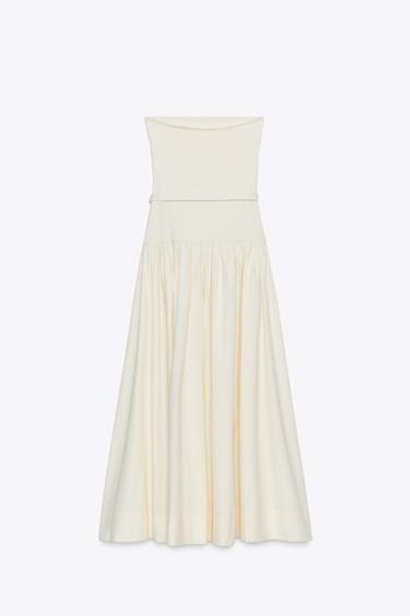 CONTRAST BELT DRESS - Ecru by Zara - Image 6