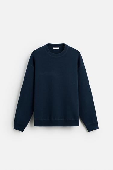 СВИТЕР ИЗ СМЕСОВОГО ХЛОПКА — МОРСКОЙ СИНИЙ от Zara
