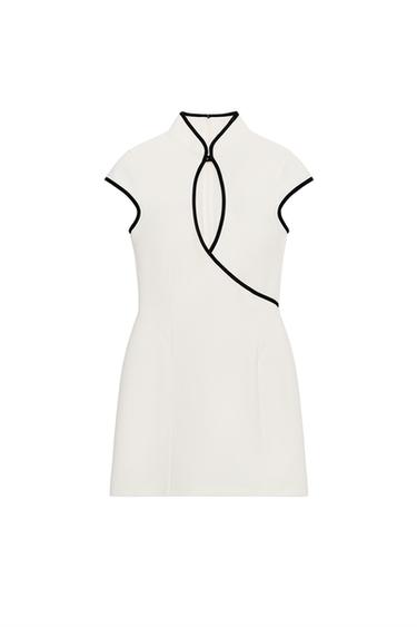 MINI DRESS WITH CONTRAST PIPING - Oyster-white by Zara