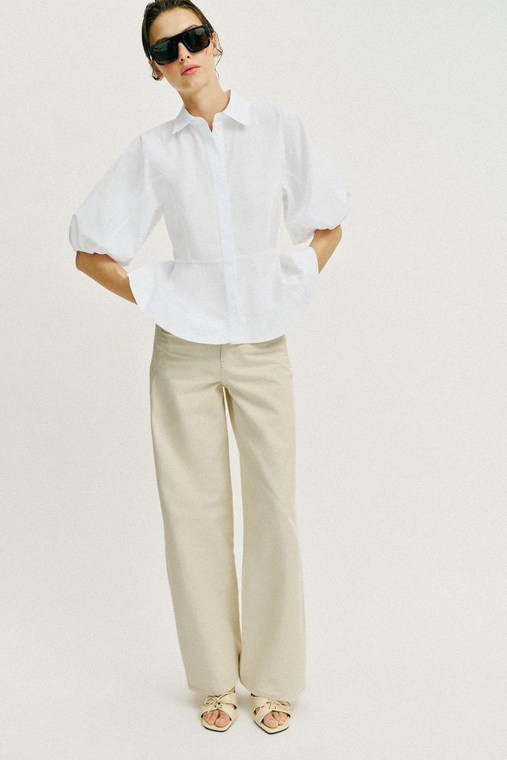 PEPLUM SHIRT WITH PUFF SLEEVES - image 2