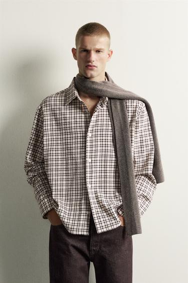 TEXTURED PLAID SHIRT — Ecru 2