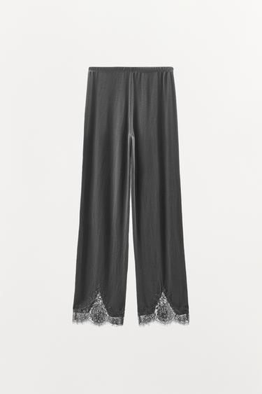 PANTALON POINTELLE DENTELLE - Gris foncé de Zara - Image 4