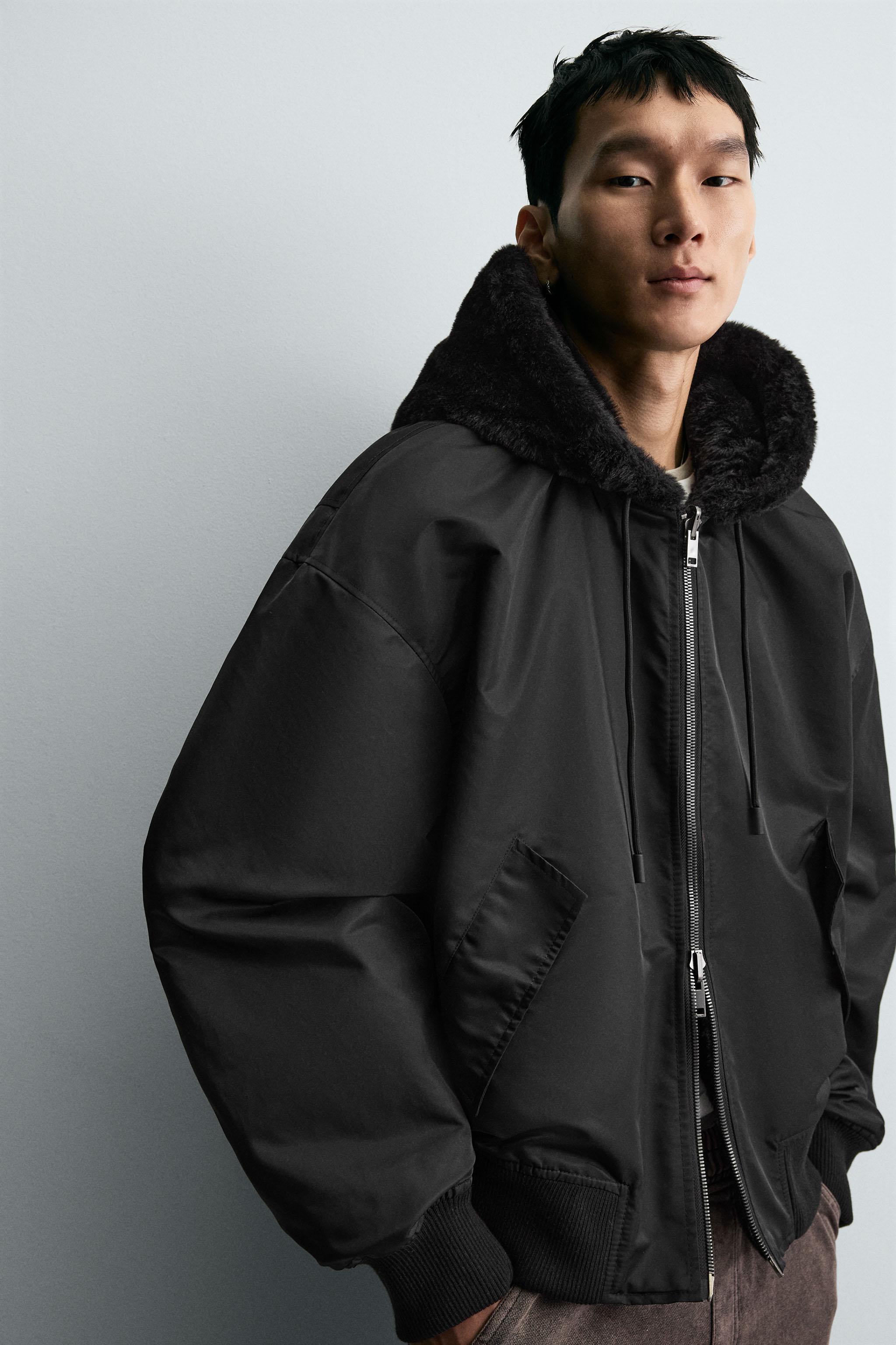 リバーシブルファージャケット ボンバー - ブラック | ZARA