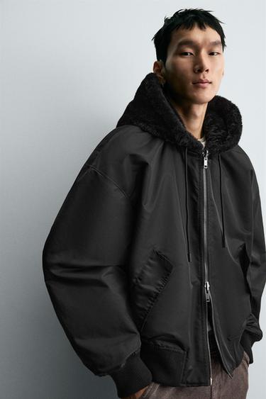 BLOUSON BOMBER RÉVERSIBLE EFFET PEAU - Noir de Zara - Image 4