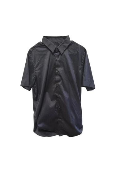 BRAND NEW ZARA MAN SLIM FIT DARK NAVY BLUE SHORT SLEEVE SHIRT