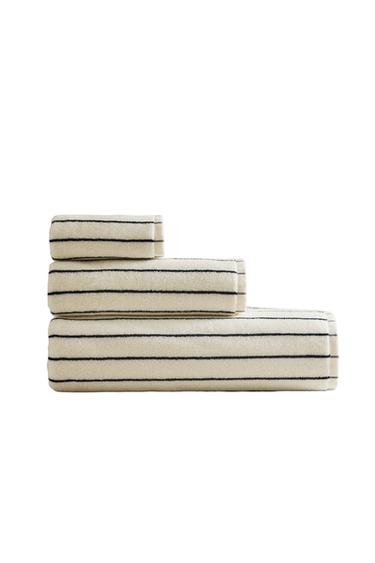 COLOURED STRIPE BATH TOWEL - Navy blue by Zara